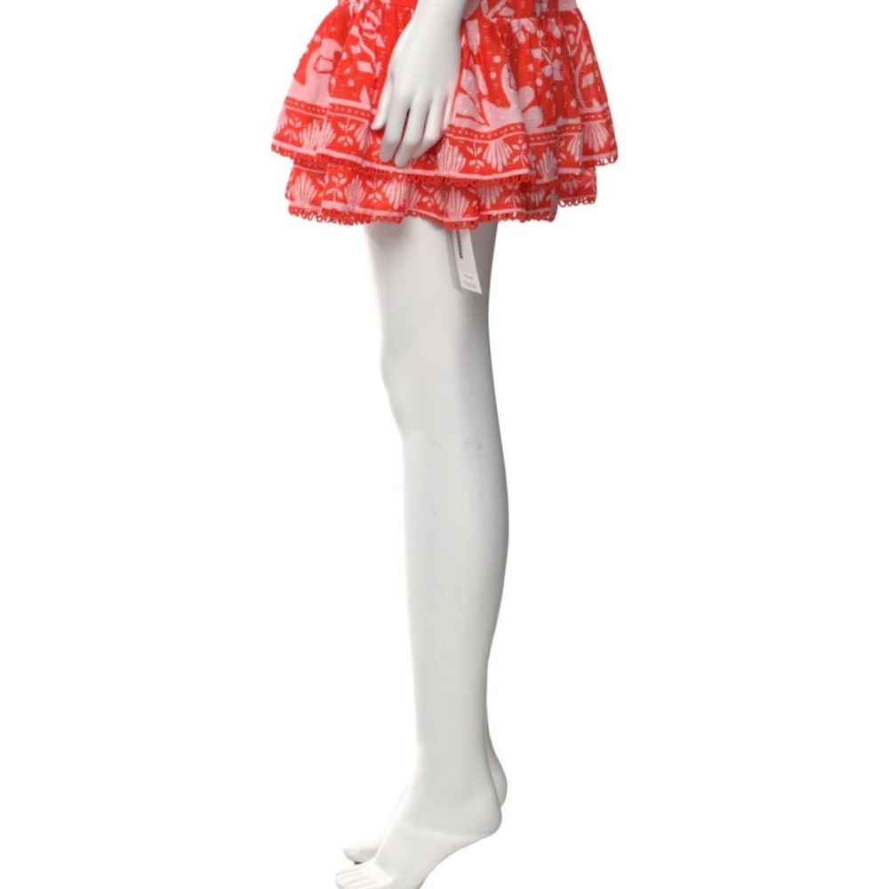 Farm Rio New Orange Neon Jungle Tiered Mini Skirt Size Medium - Picture 6 of 6